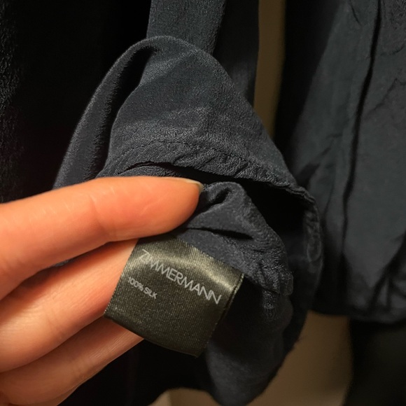 Zimmermann 100% Silk Navy Blouse - Size 0 - Picture 3 of 7